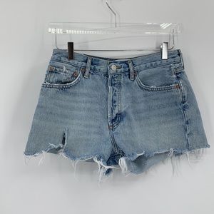 Agolde Parker cut-off jean denim shorts Encore frayed hem distressing 28